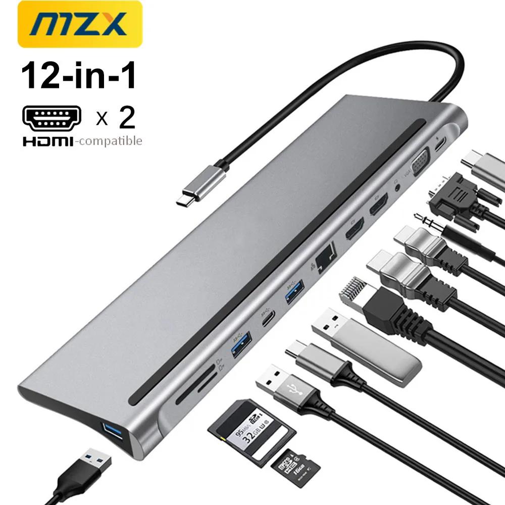 MZX USB C ŷ ̼  Ÿ Ƽ  ͽټ, RJ45  , ƺ   HDMI Ʈ PC ׼, 12  1